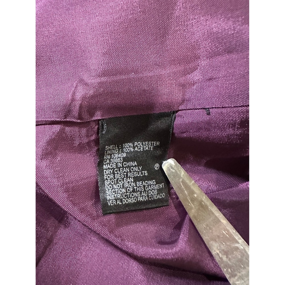 Tahari One Shoulder Satin Dress Womens 12 Purple Beaded Cocktail Evening - Picture 8 of 9